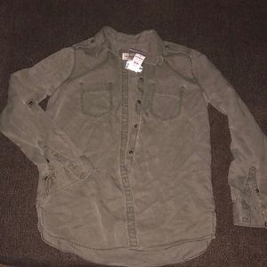 Army green button up top